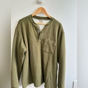 Duluth Trading Co - Sherpa Lined Pullover XL Lined Henley Pullover Olive Green